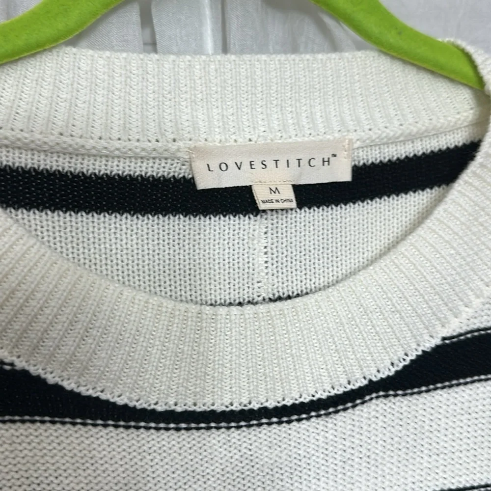 Lovestitch Medium Striped Sweater in Creamer/Black. NWOT Item# 8H - Picture 2 of 5